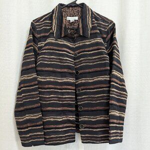 Christopher & Banks Women's Blazer Jacket M Button Down Brown Tapestry Style